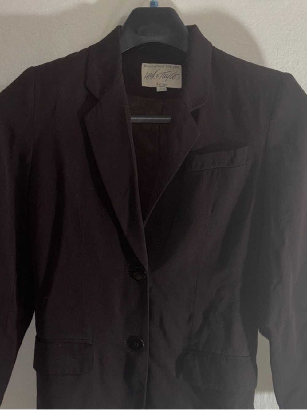 Lord & Taylor Black Women's Two-Button Blazer classic office capsule wardrobe